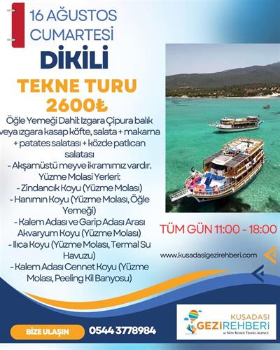 DİKİLİ TAM GÜN TEKNE TURU